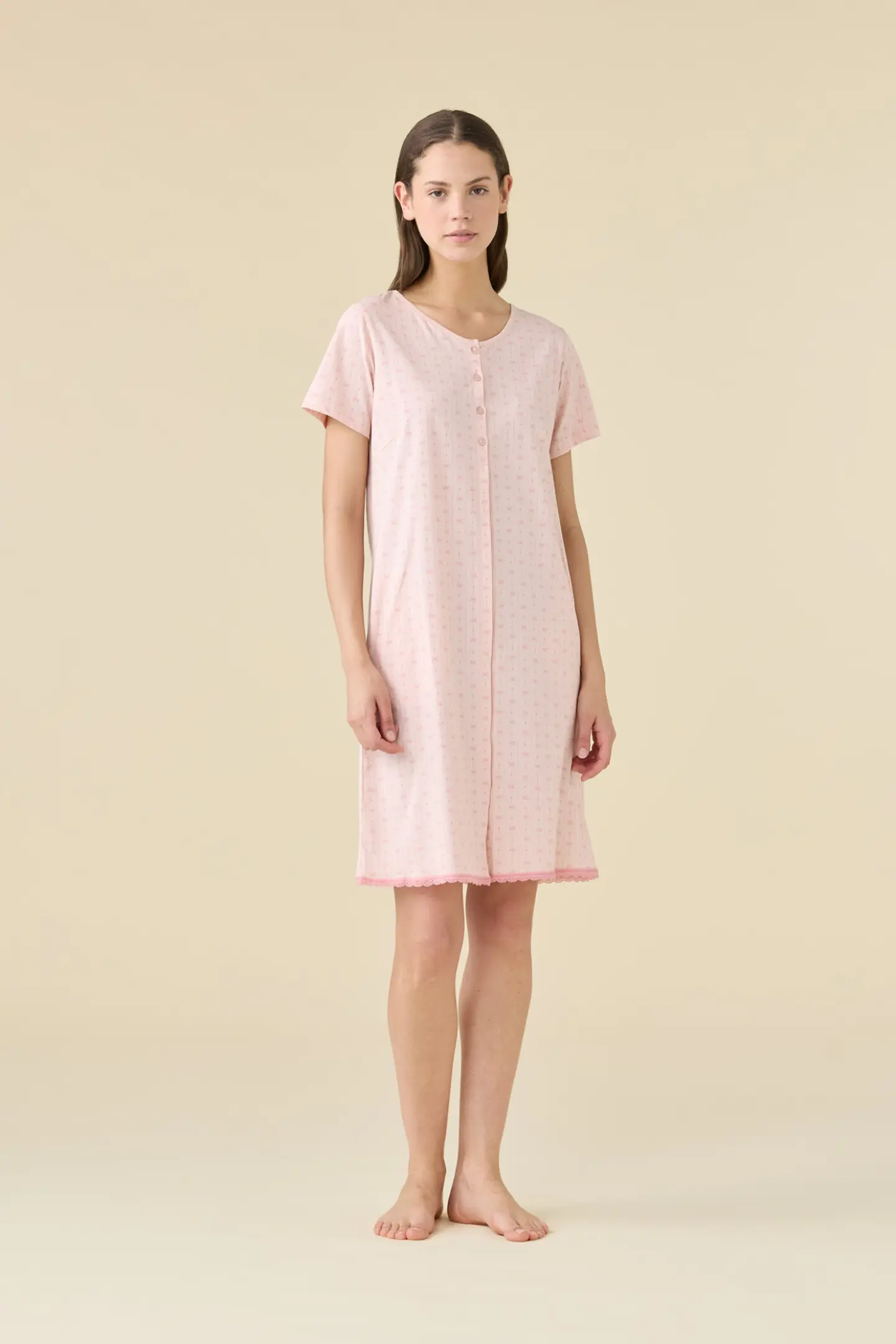 Camicia da notte donna estiva in cotone romantic