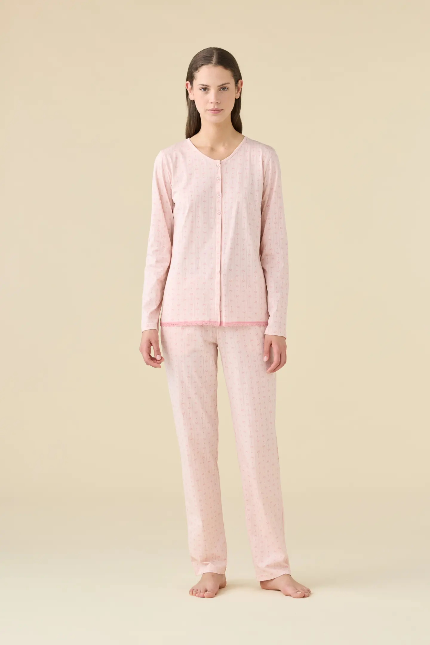 Pigiama donna in cotone lungo romantic.