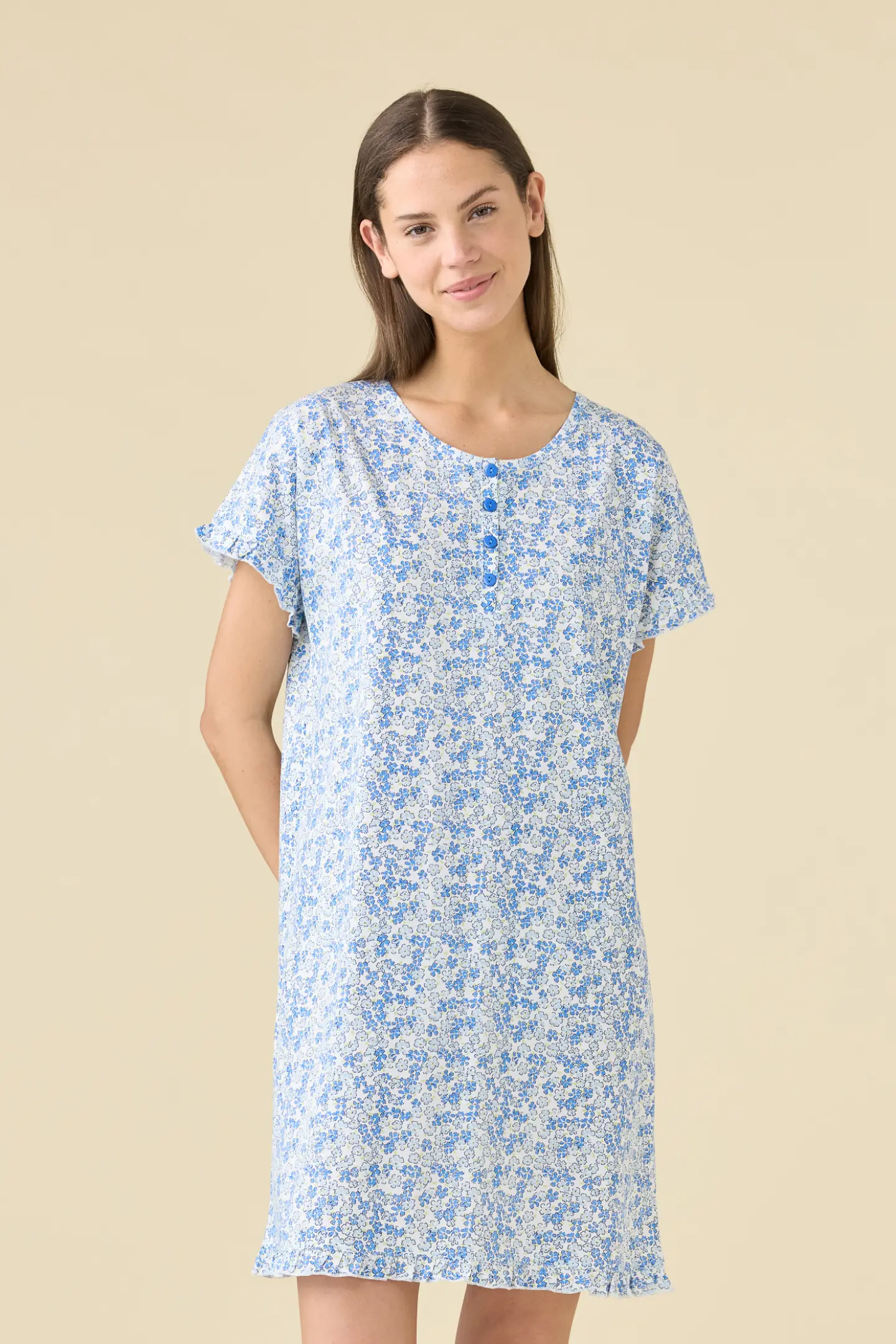 Camicia da notte donna estiva in cotone articolo bloom