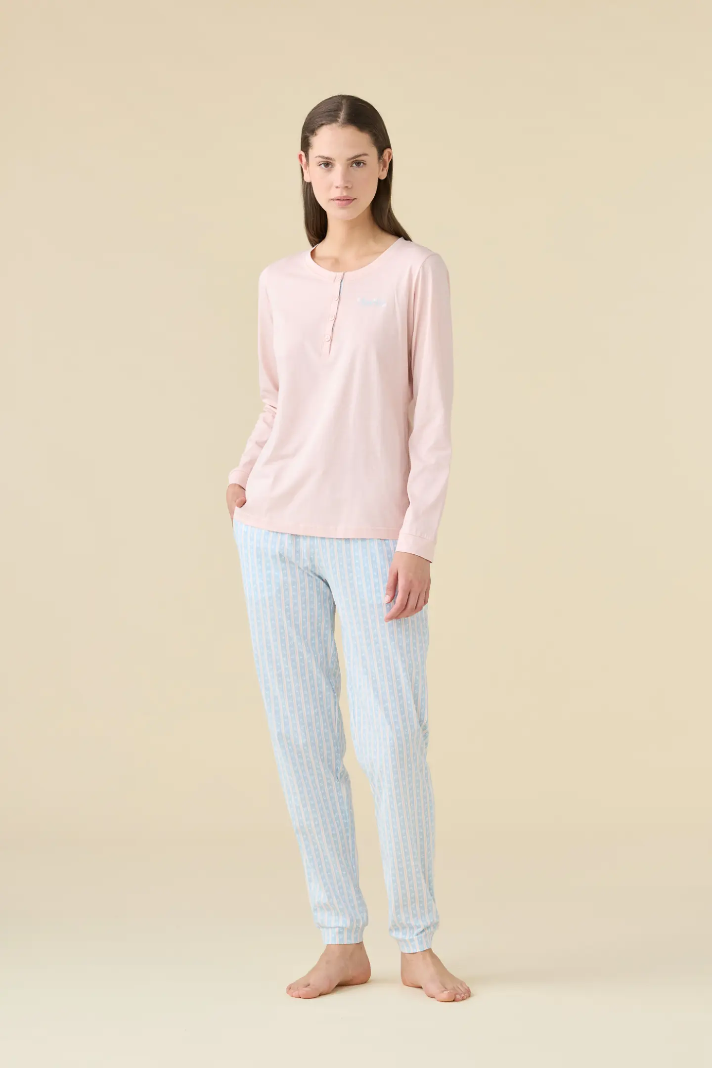 Pigiama donna estivo in cotone lungo romantic.