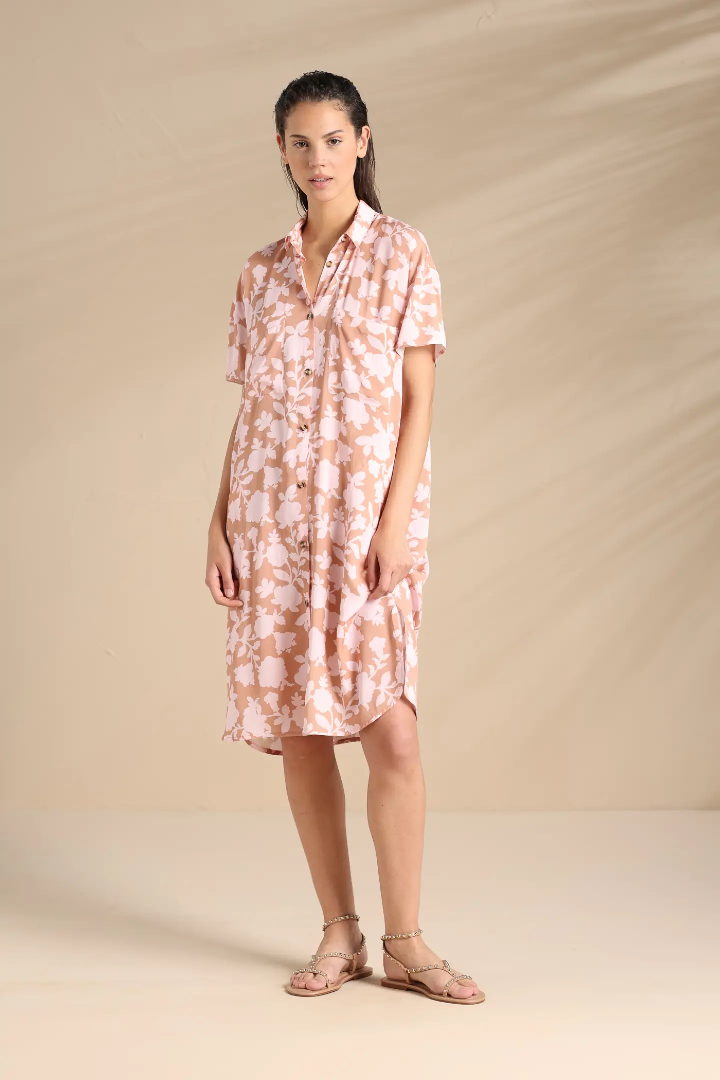 Abito camicia donna estivo in viscosa articolo flowery