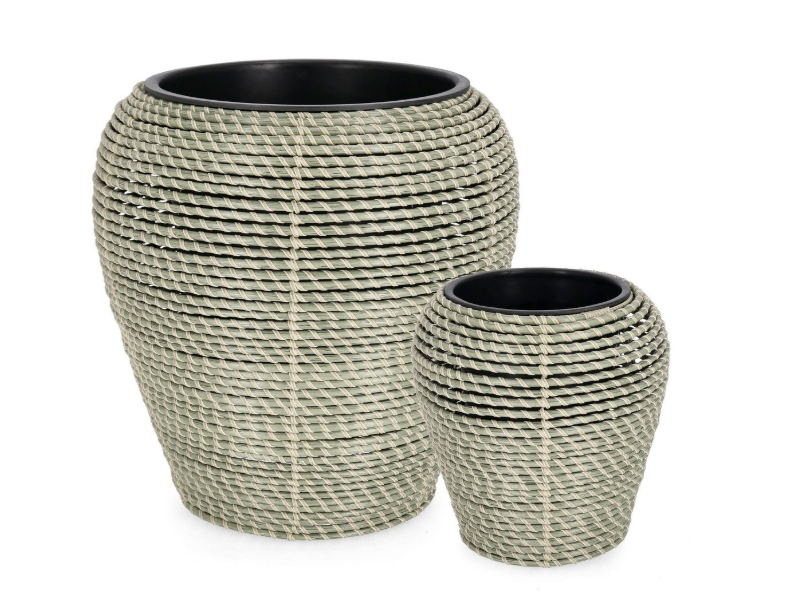 Porta vaso Thanh con vaso bombato verde Bizzotto