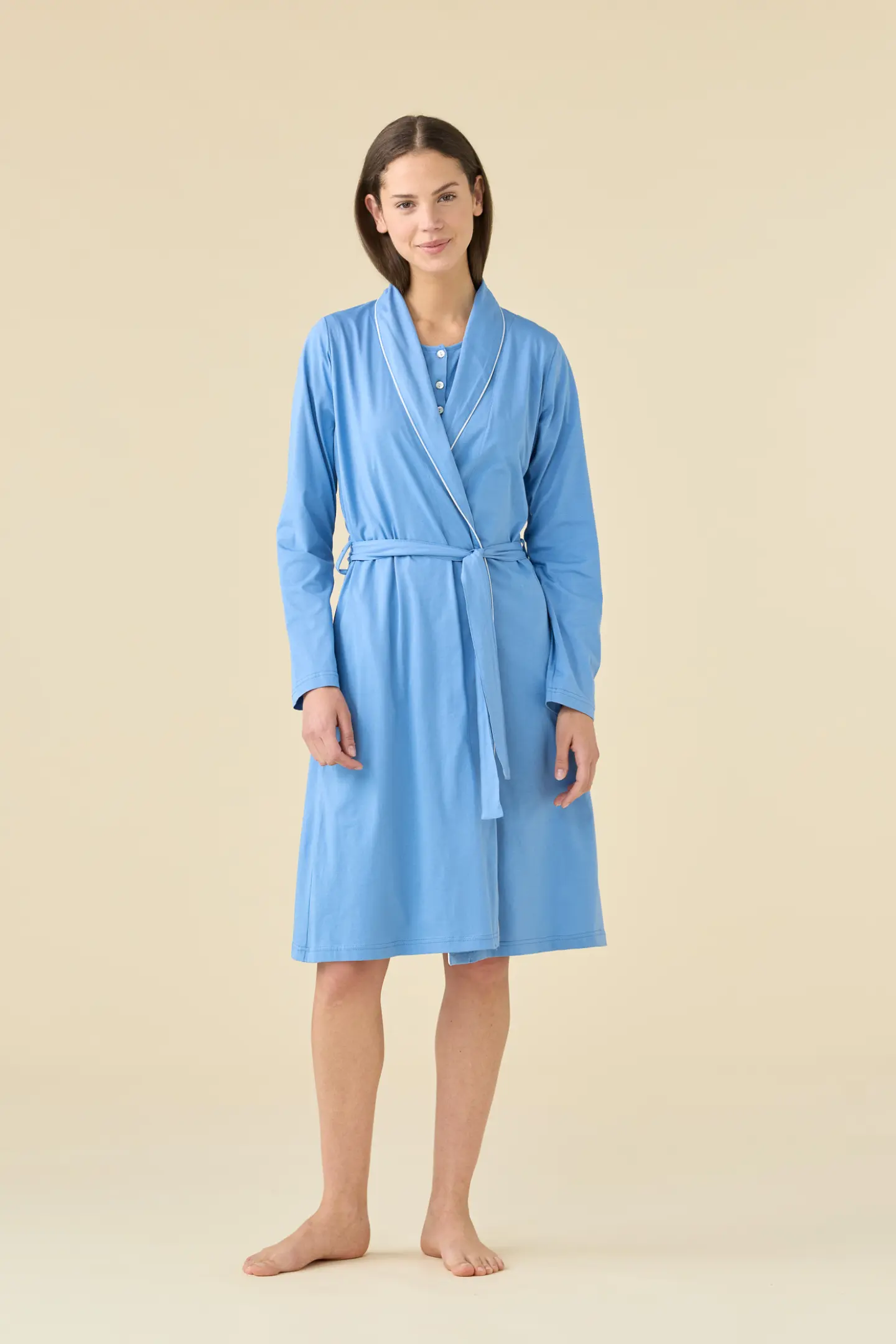 Vestaglia donna estiva in cotone articolo essential azzurro