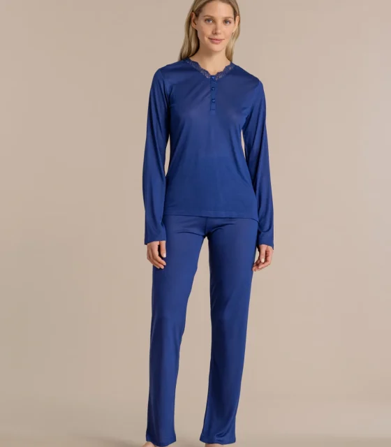 noidìnotte Pigiama donna in modal top con scollo a V e pantalone lungo articolo timeless