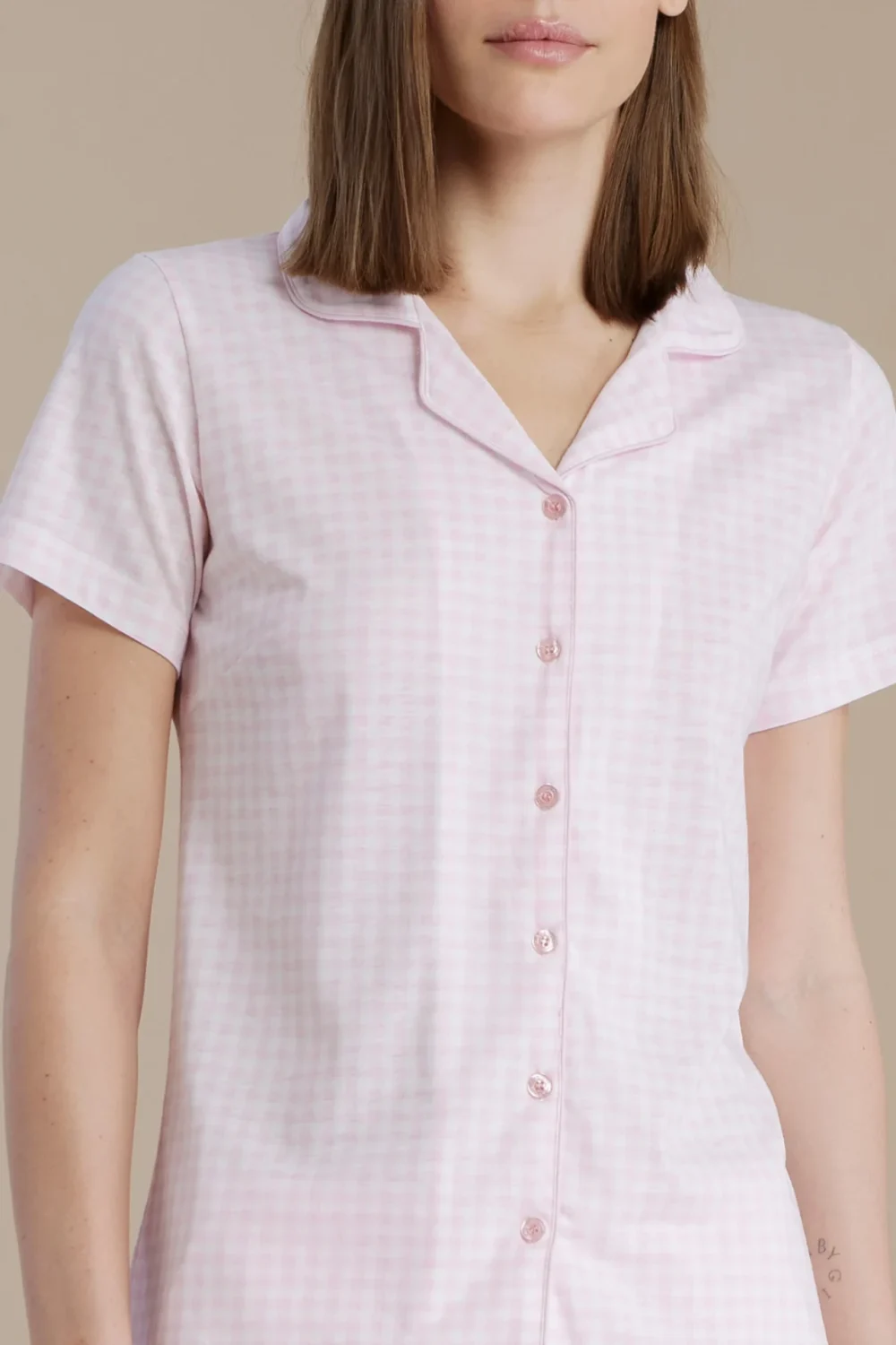 noidìnotte Pigiama donna in cotone con top manica corta e pantalone corto articolo vichy