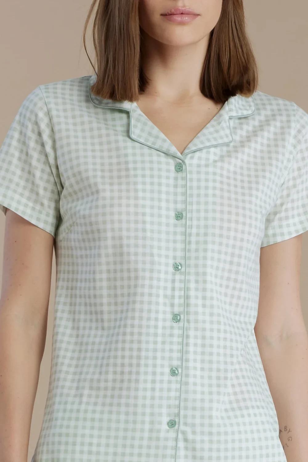 noidìnotte Pigiama donna in cotone con top manica corta e pantalone corto articolo vichy