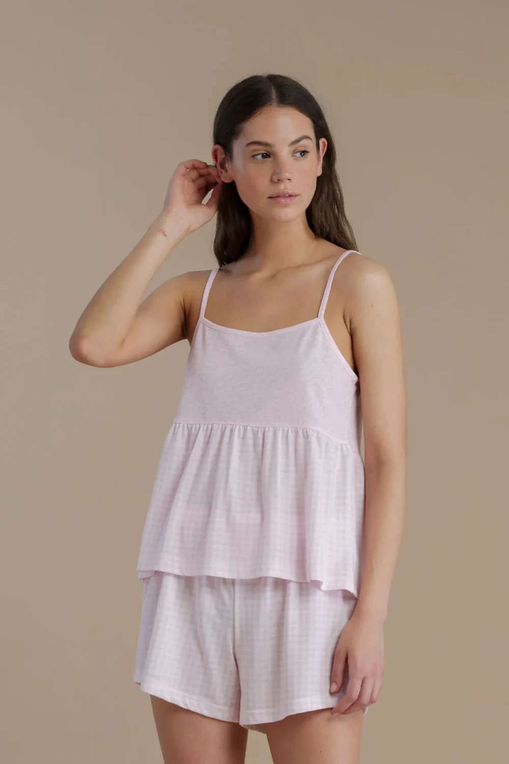 noidìnotte Pigiama donna in cotone con top bretellina e pantalone corto articolo vichy