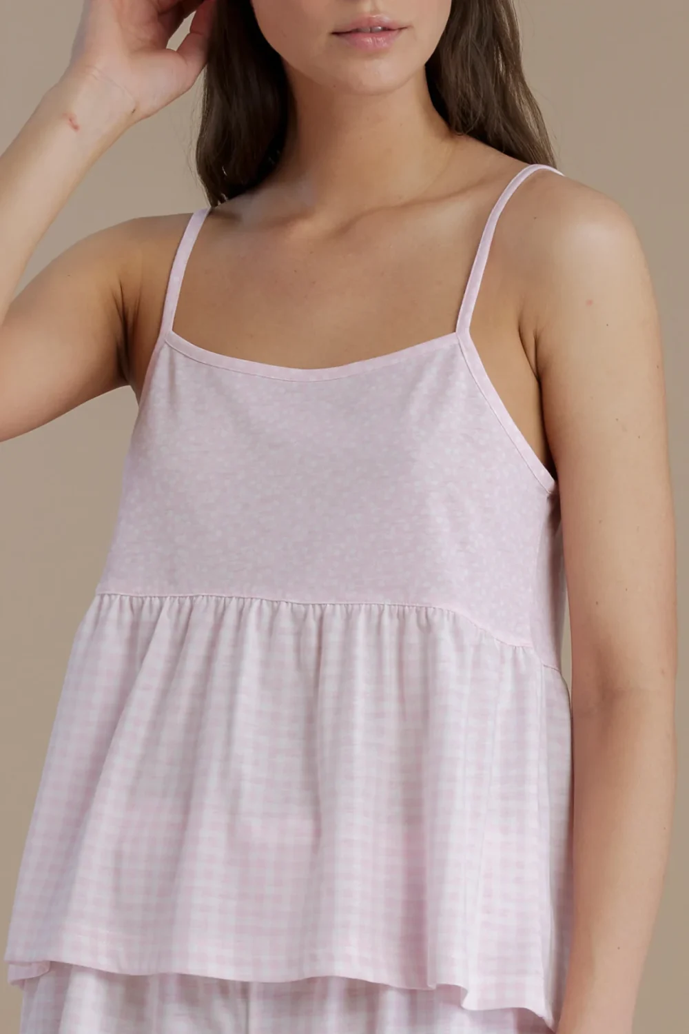 noidìnotte Pigiama donna in cotone con top bretellina e pantalone corto articolo vichy