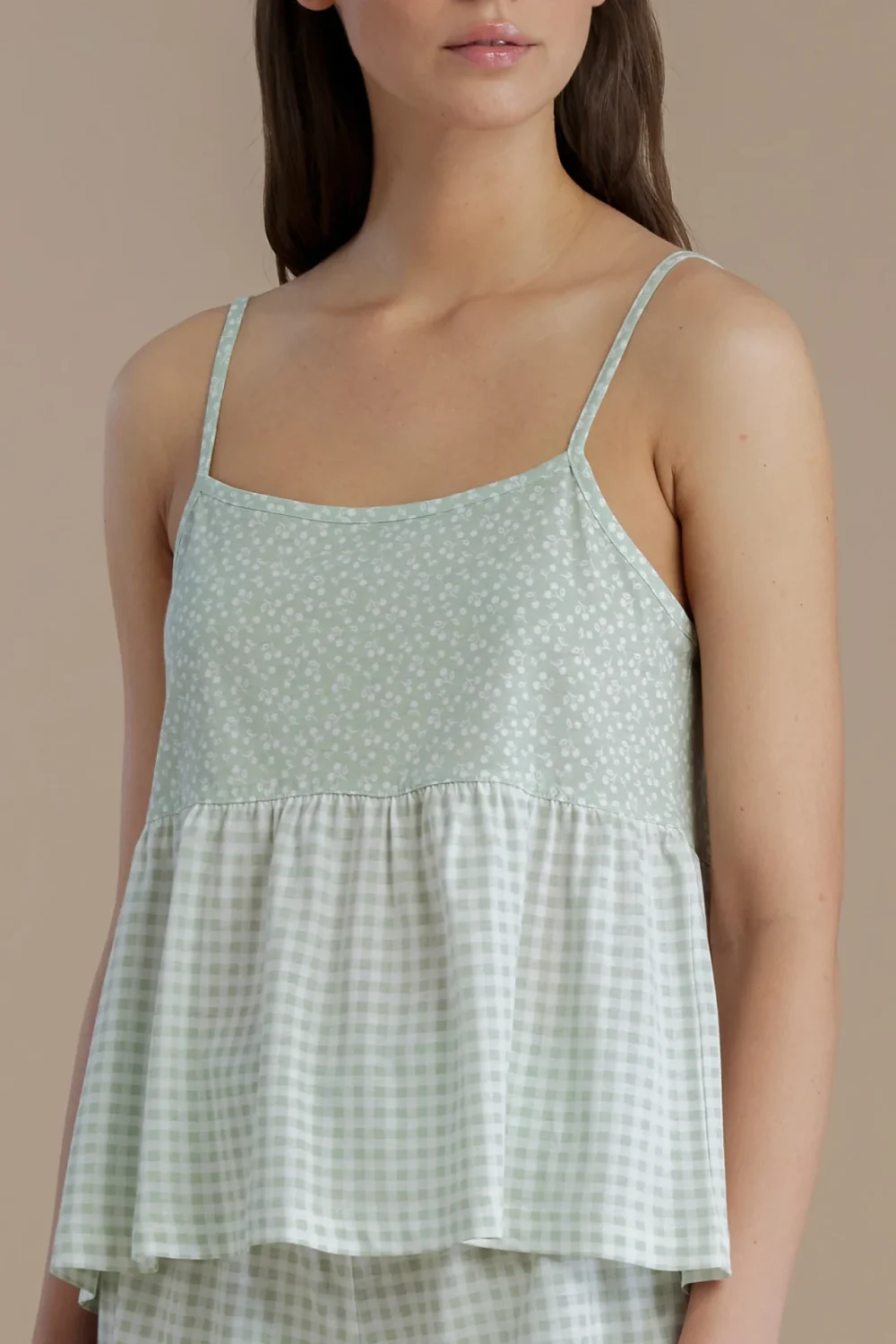 noidìnotte Pigiama donna in cotone con top bretellina e pantalone corto articolo vichy