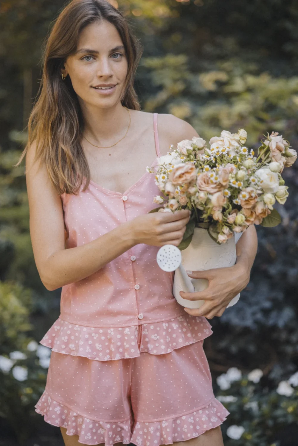 noidìnotte Pigiama donna in cotone top bretellina e pantalone corto