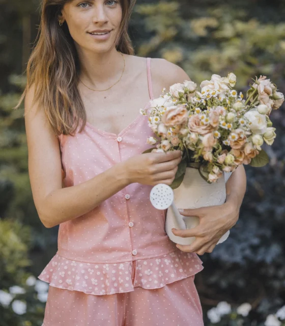 noidìnotte Pigiama donna in cotone top bretellina e pantalone corto