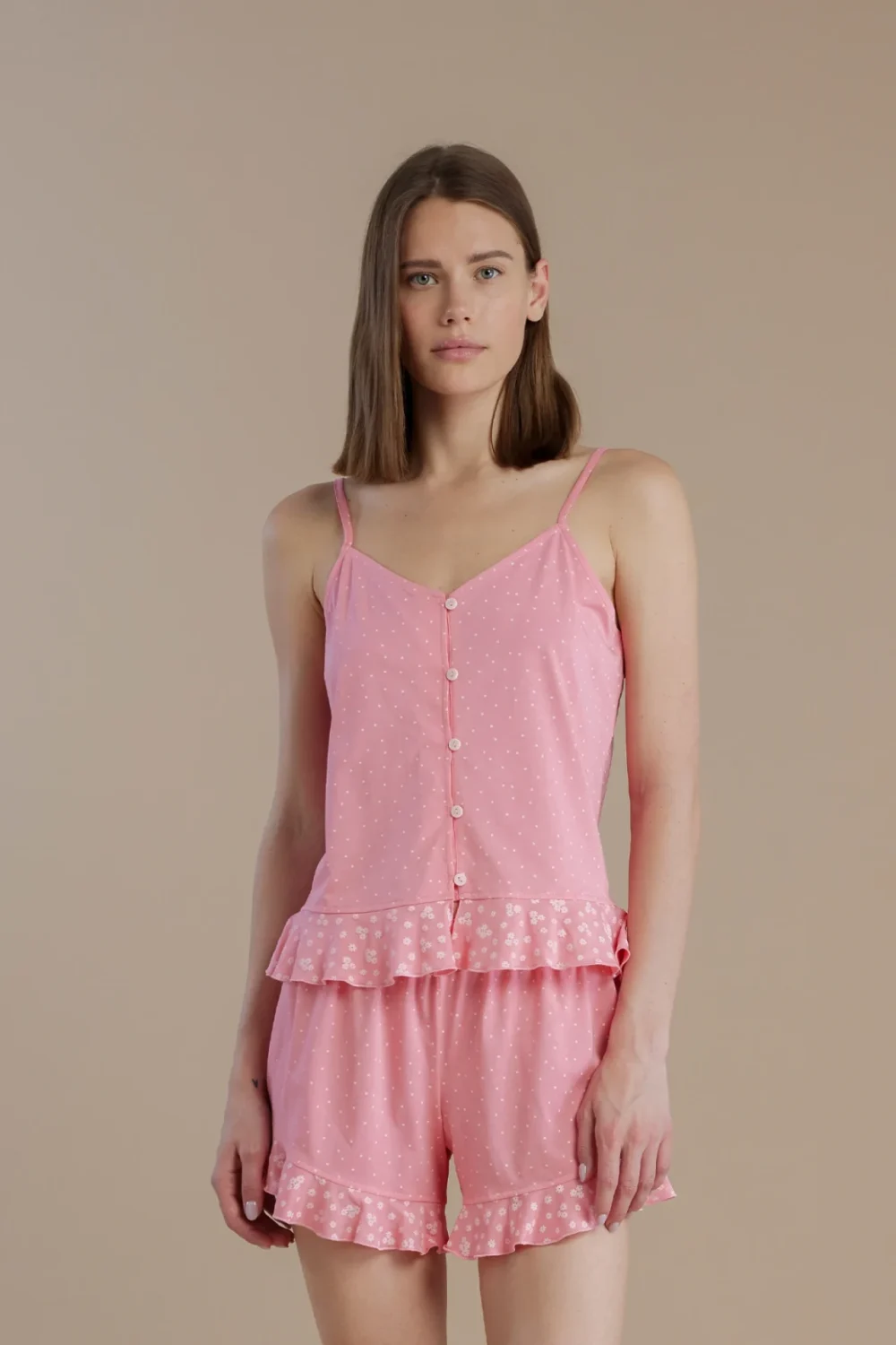 noidìnotte Pigiama donna in cotone top bretellina e pantalone corto