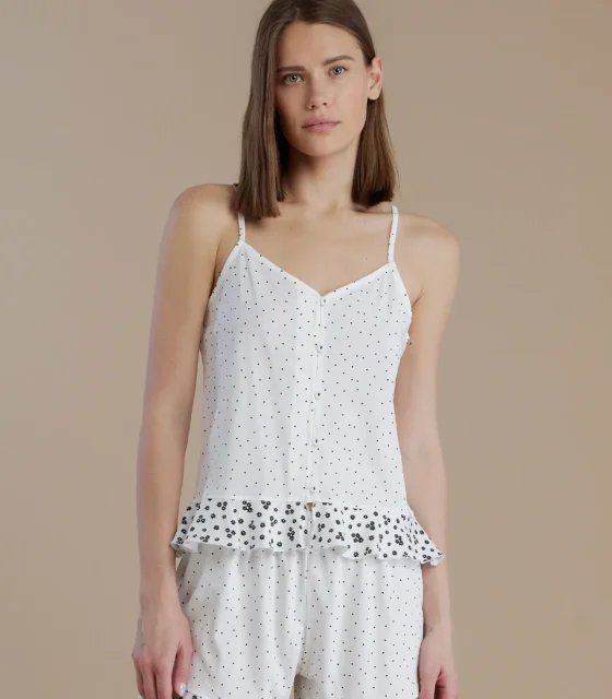noidìnotte Pigiama donna in cotone top bretellina e pantalone corto