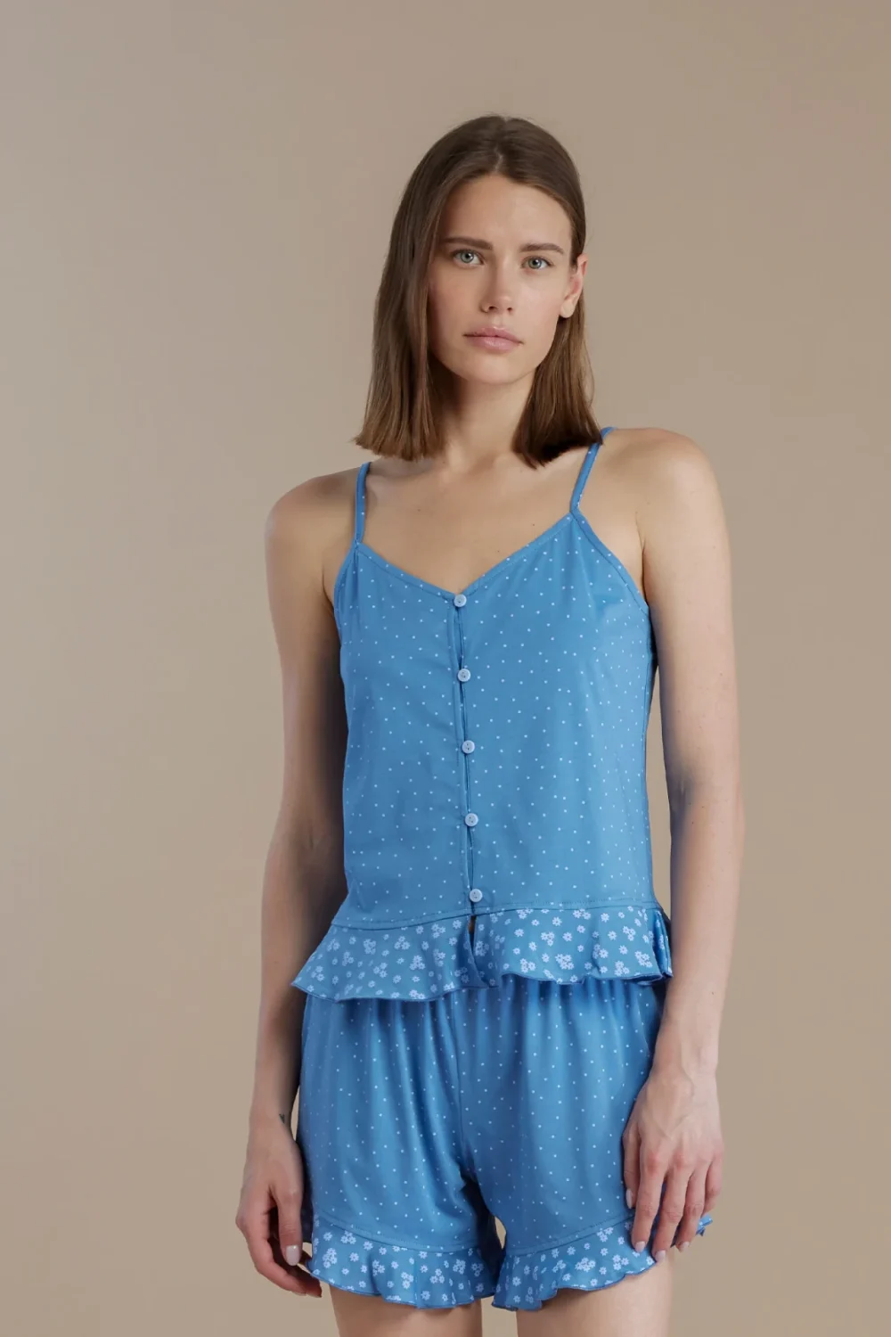 noidìnotte Pigiama donna in cotone top bretellina e pantalone corto