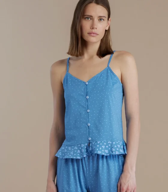 noidìnotte Pigiama donna in cotone top bretellina e pantalone corto
