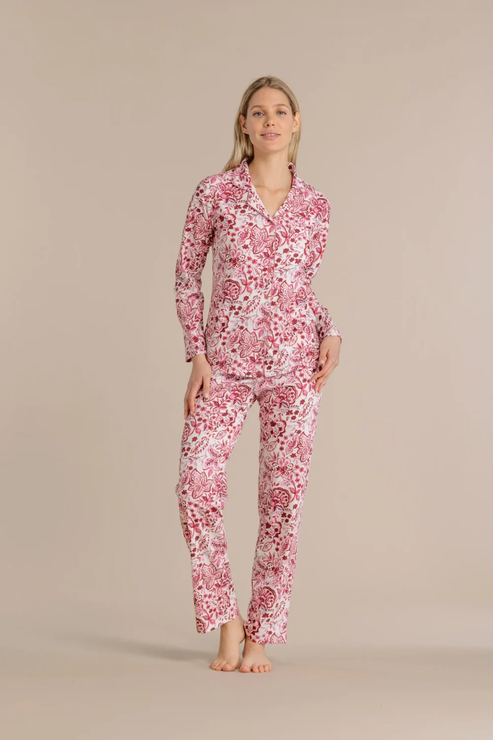 noidìnotte Pigiama donna in cotone top manica lunga a taglio uomo e pantalone lungo
