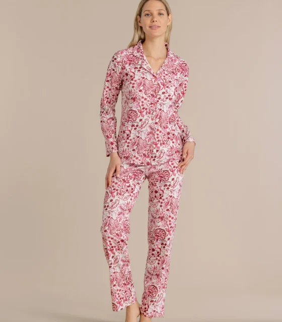 noidìnotte Pigiama donna in cotone top manica lunga a taglio uomo e pantalone lungo