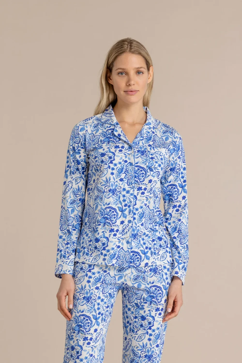 noidìnotte Pigiama donna in cotone top manica lunga a taglio uomo e pantalone lungo