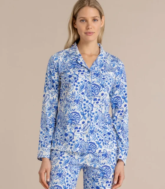 noidìnotte Pigiama donna in cotone top manica lunga a taglio uomo e pantalone lungo