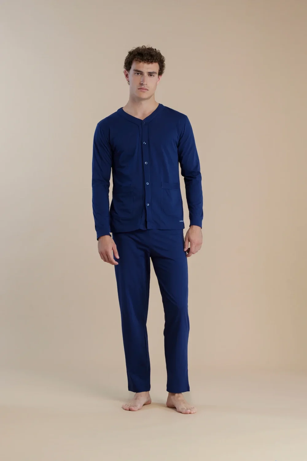 noidìnotte Pigiama uomo in cotone top aperto davanti e pantalone lungo senza polsino