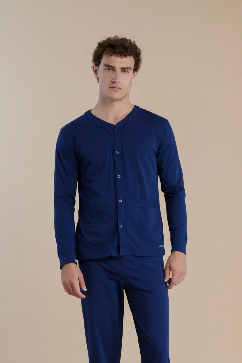 noidìnotte Pigiama uomo in cotone top aperto davanti e pantalone lungo senza polsino
