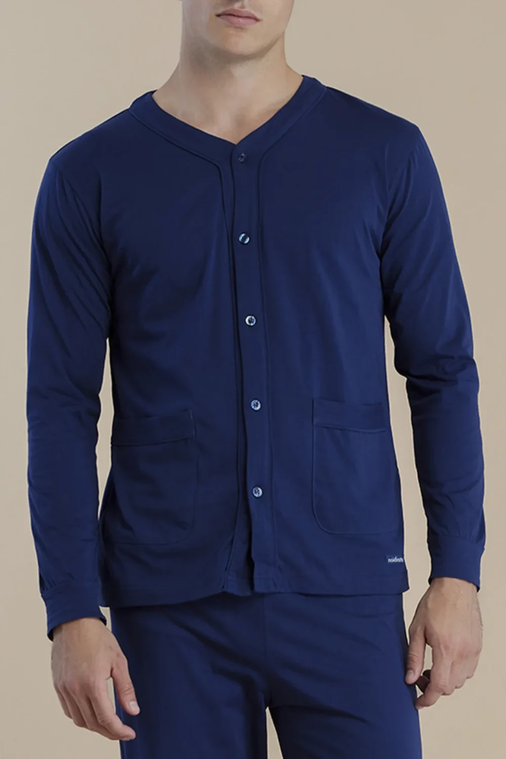 noidìnotte Pigiama uomo in cotone top aperto davanti e pantalone lungo senza polsino