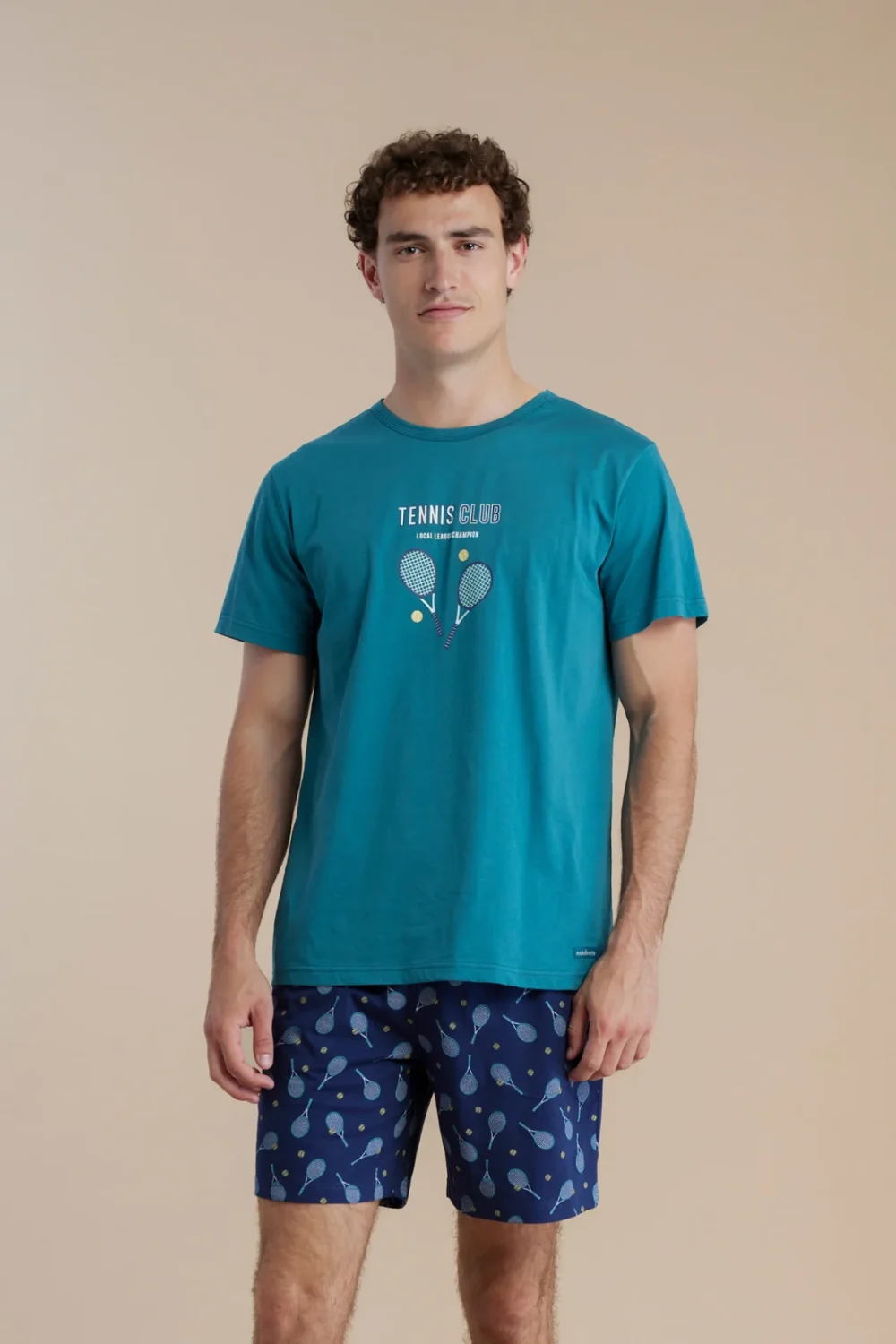noidìnotte Pigiama uomo in cotone con top manica corta e pantalone corto