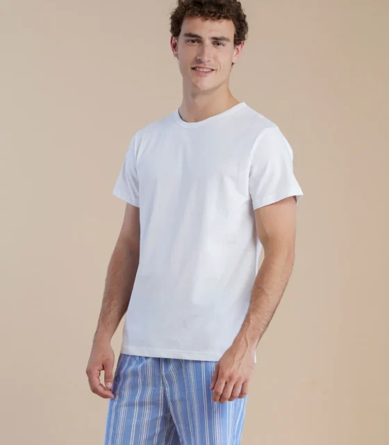 noidìnotte Pigiama uomo in cotone con top manica corta e pantalone corto