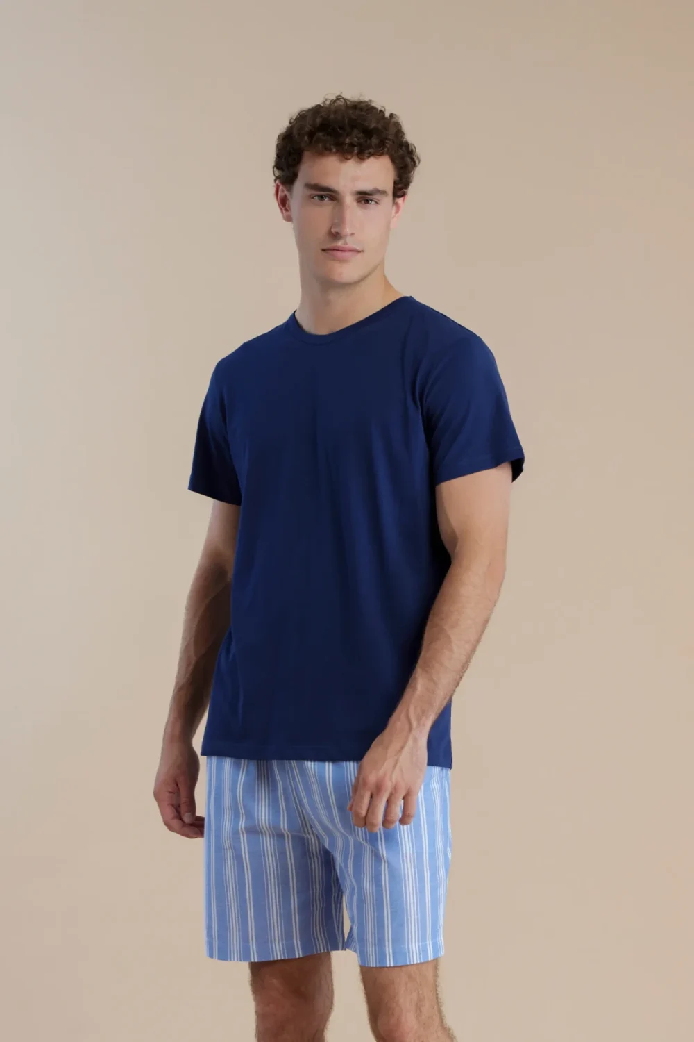 noidìnotte Pigiama uomo in cotone con top manica corta e pantalone corto