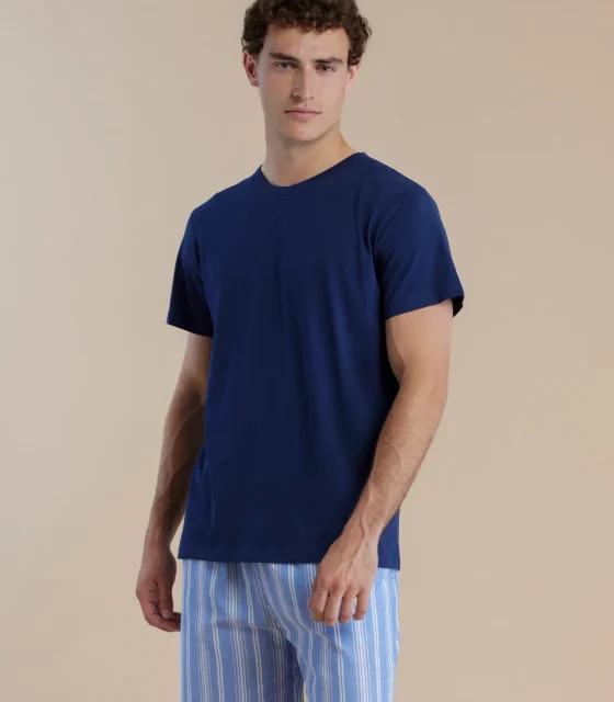 noidìnotte Pigiama uomo in cotone con top manica corta e pantalone corto