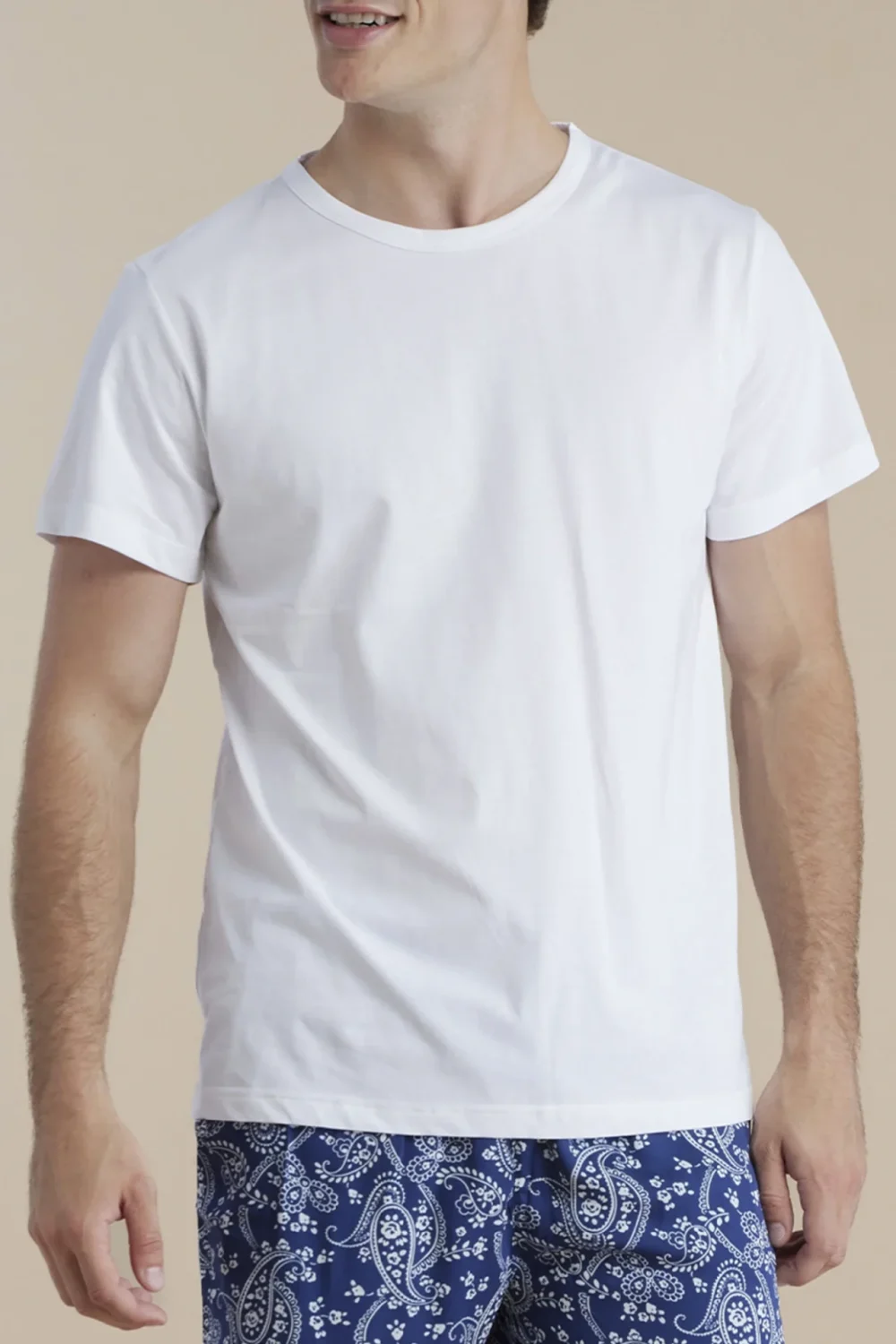 noidìnotte Pigiama uomo top girocollo in cotone e pantalone corto in viscosa articolo cachemire