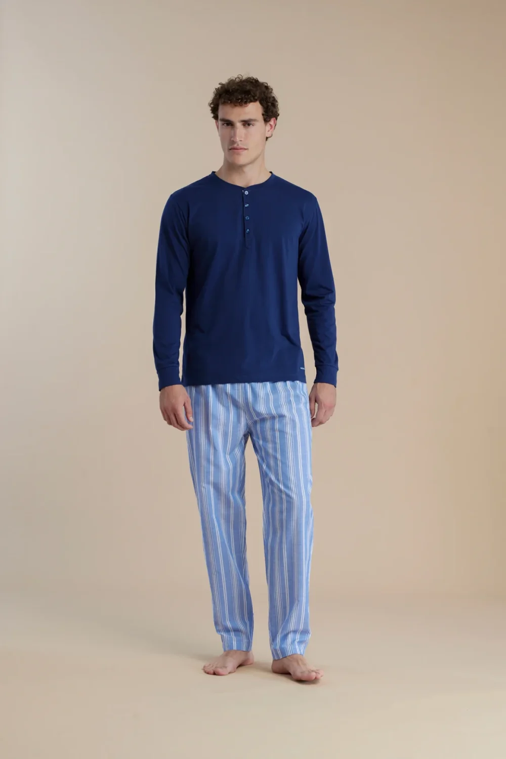 noidìnotte Pigiama uomo in cotone con top manica lunga e pantalone lungo