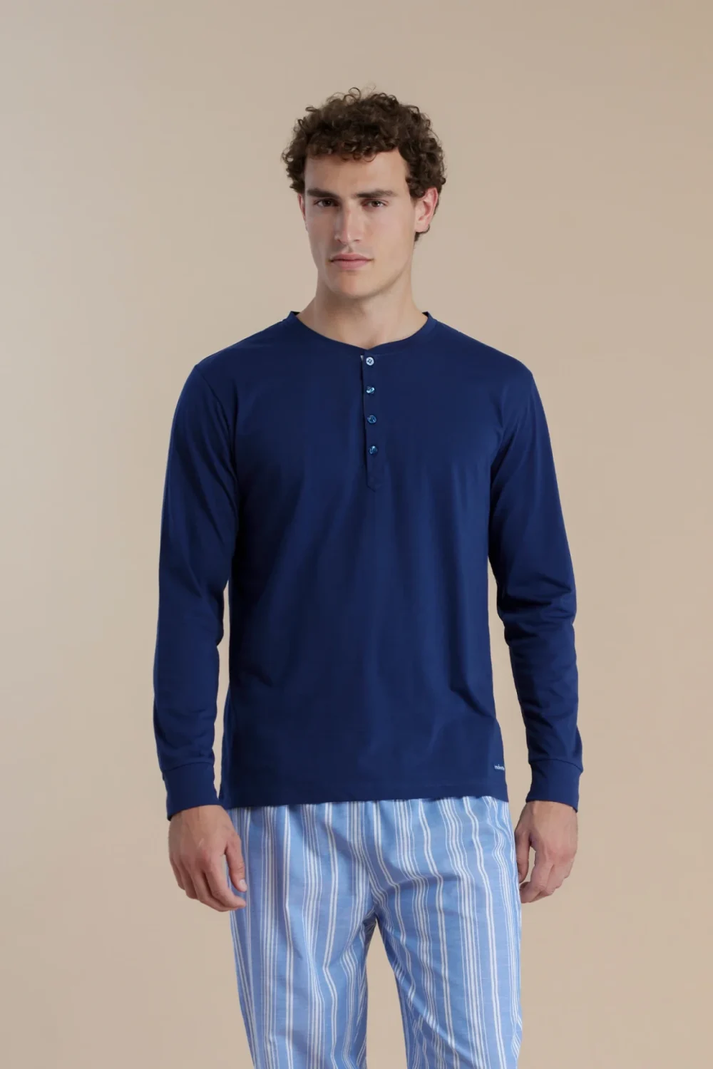 noidìnotte Pigiama uomo in cotone con top manica lunga e pantalone lungo