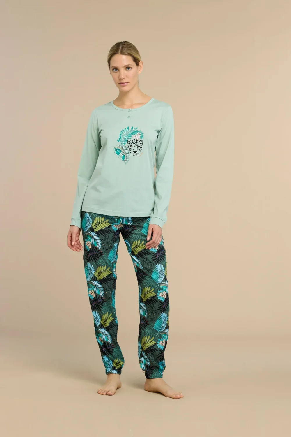 noidìnotte Pigiama donna top in cotone e pantalone lungo in viscosa