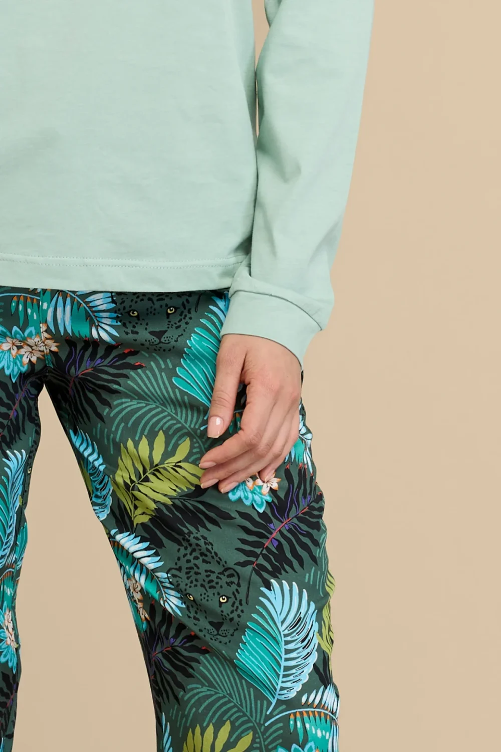 noidìnotte Pigiama donna top in cotone e pantalone lungo in viscosa