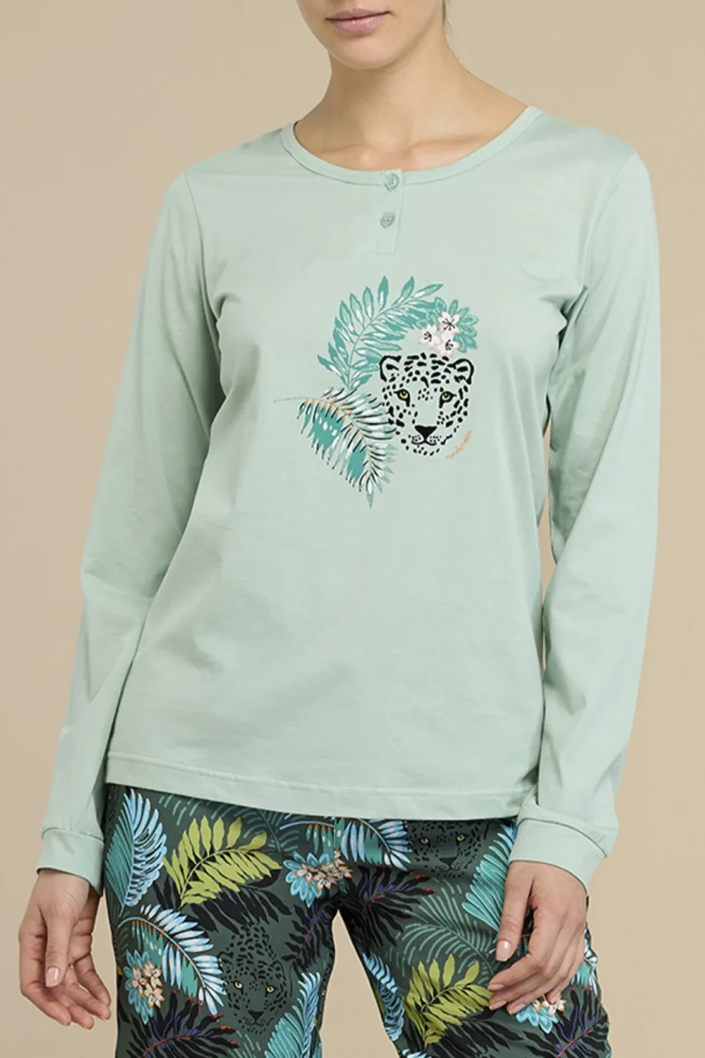 noidìnotte Pigiama donna top in cotone e pantalone lungo in viscosa