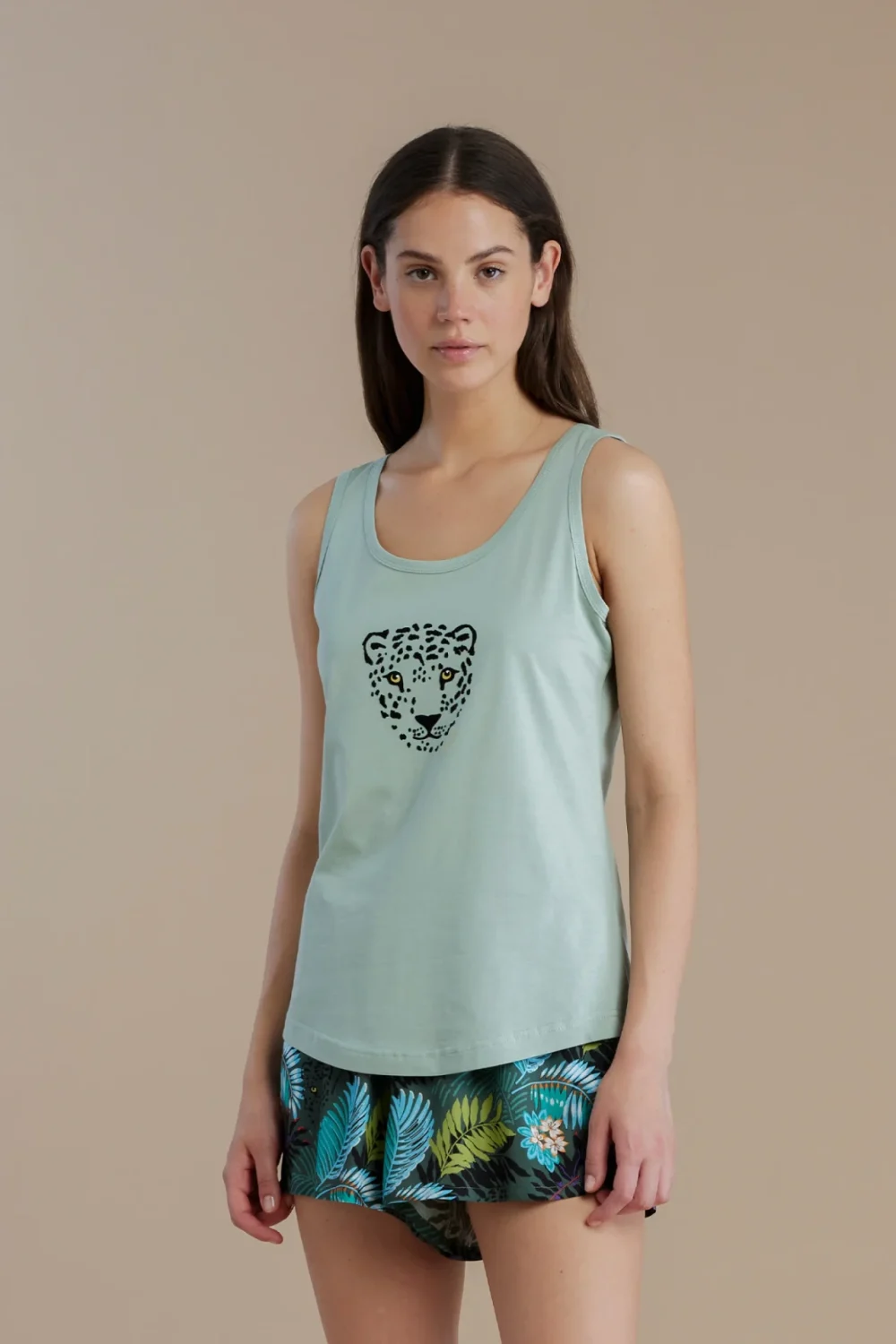 noidìnotte Pigiama donna top in cotone spalla larga e pantalone corto in viscosa