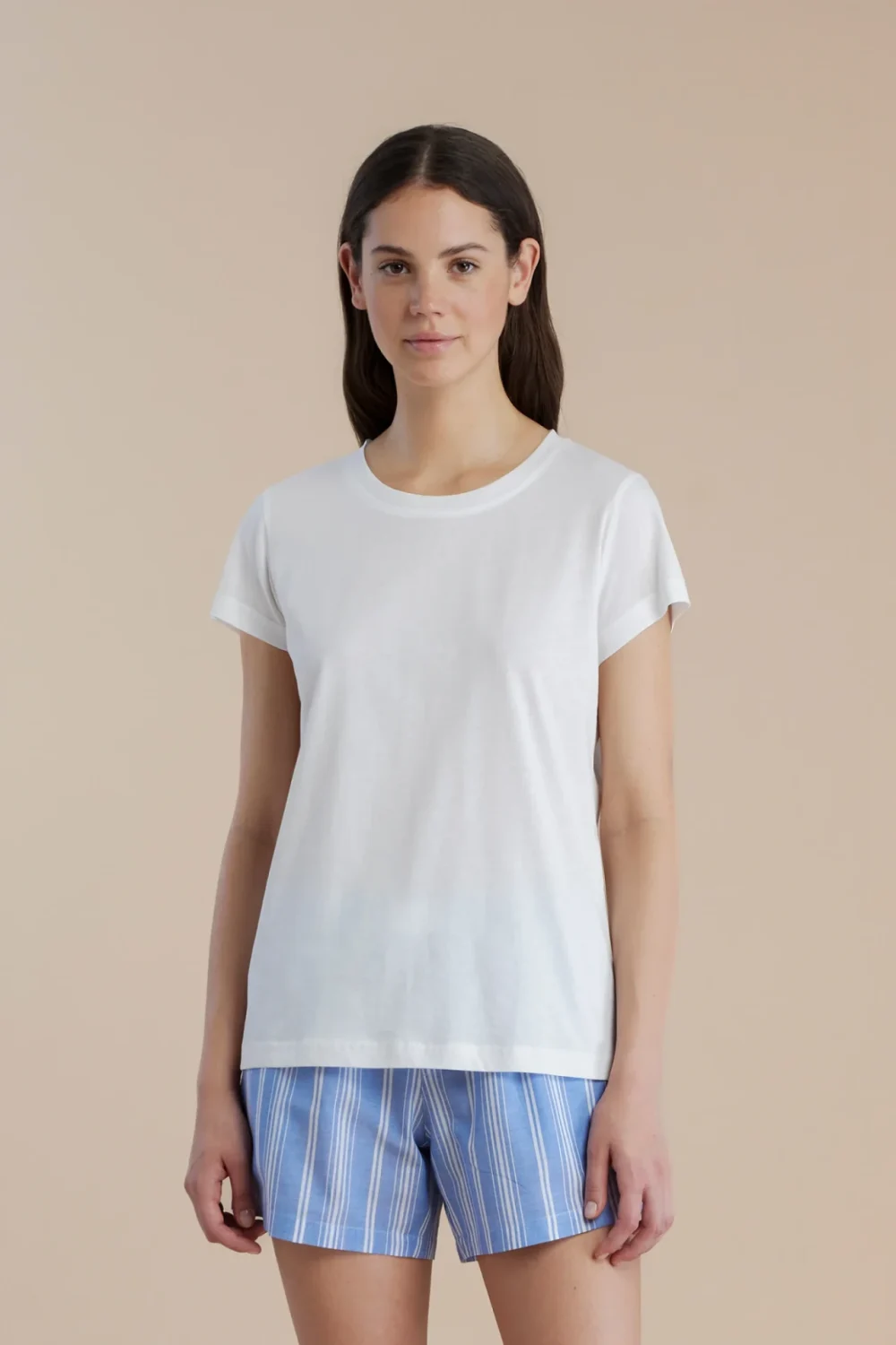 noidìnotte Pigiama donna in cotone top girocollo e pantalone corto