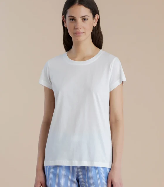 noidìnotte Pigiama donna in cotone top girocollo e pantalone corto