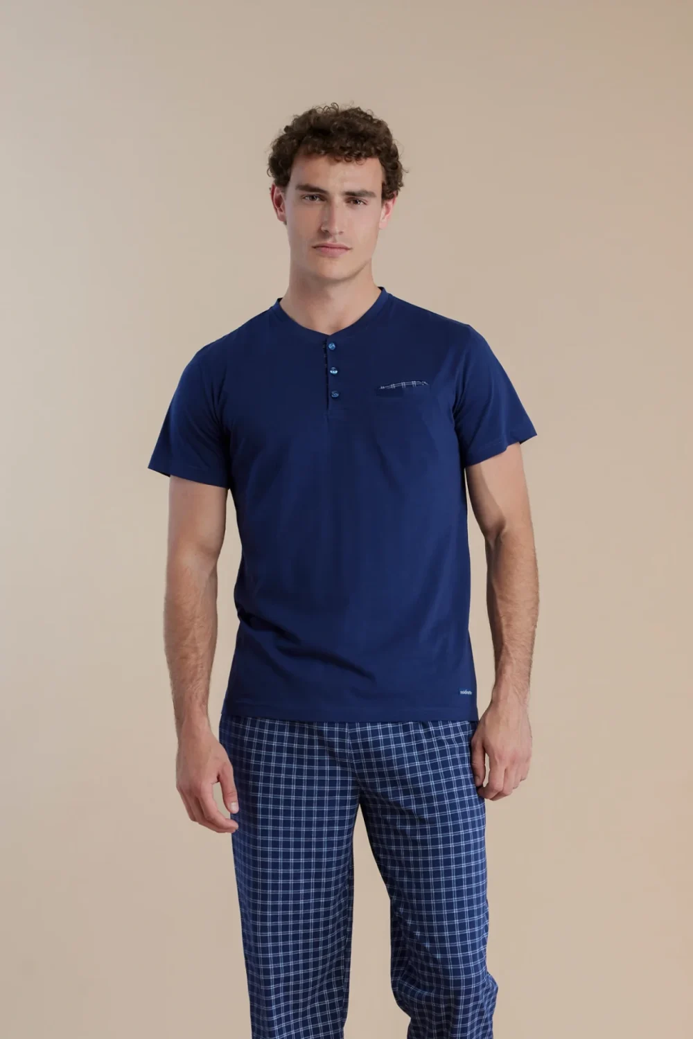 noidìnotte Pigiama uomo in cotone top manica corta e pantalone lungo