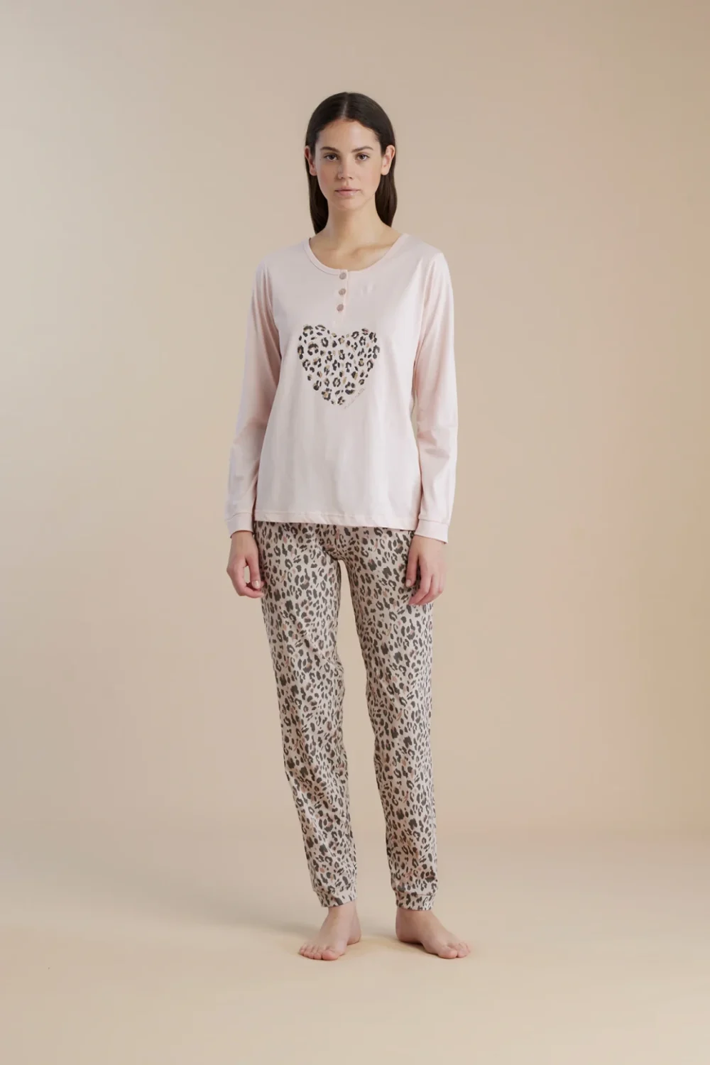 noidìnotte Pigiama donna in cotone top manica lunga e pantalone lungo