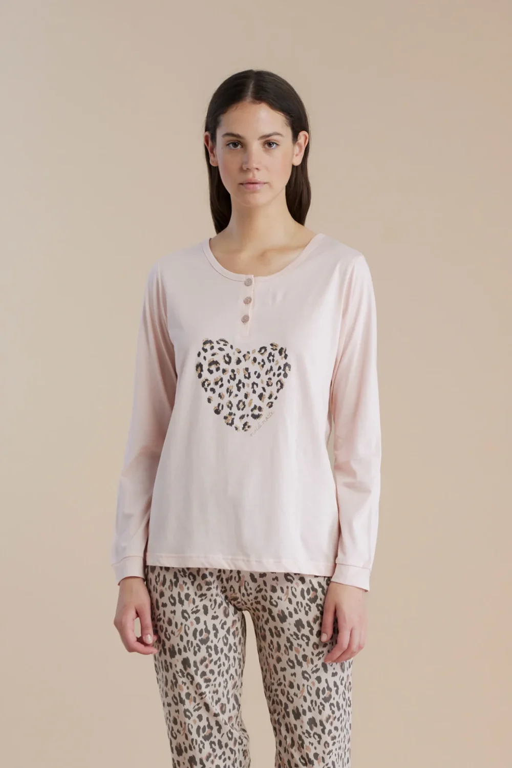 noidìnotte Pigiama donna in cotone top manica lunga e pantalone lungo