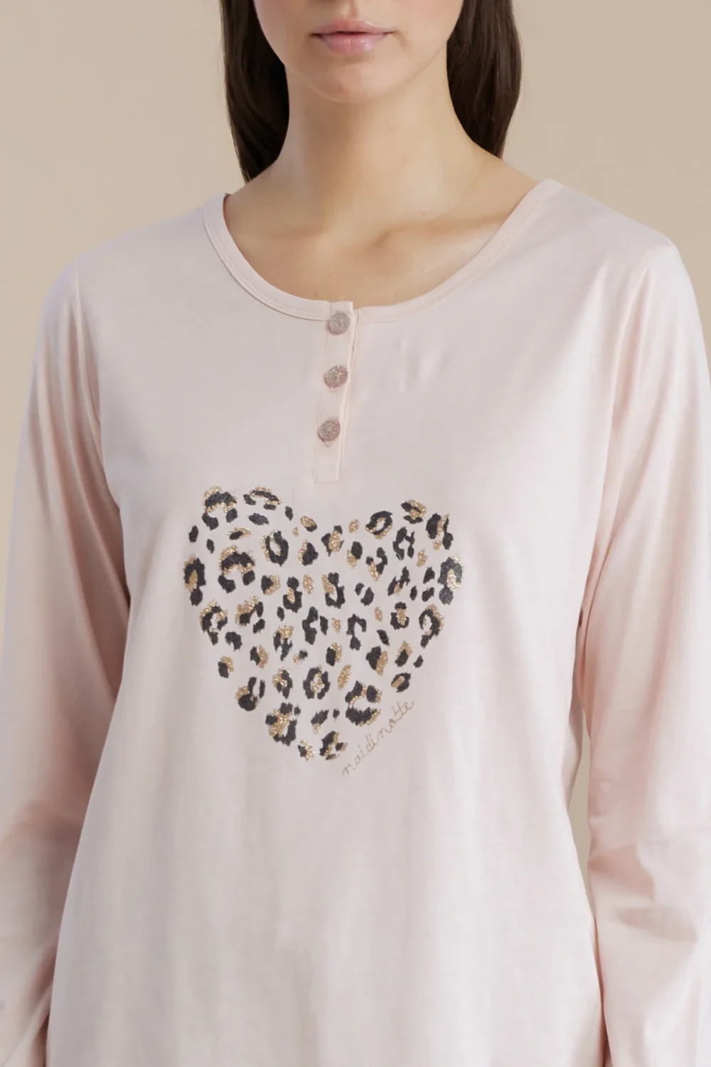 noidìnotte Pigiama donna in cotone top manica lunga e pantalone lungo