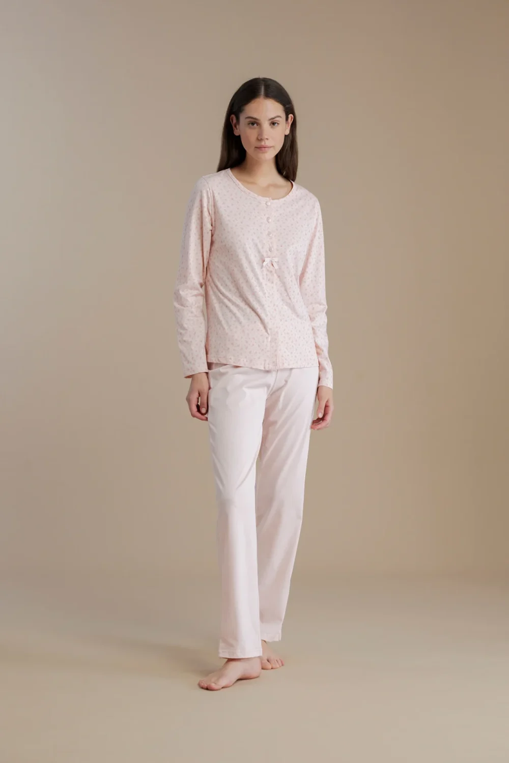 noidìnotte Pigiama donna in cotone top con apertura sul davanti e pantalone