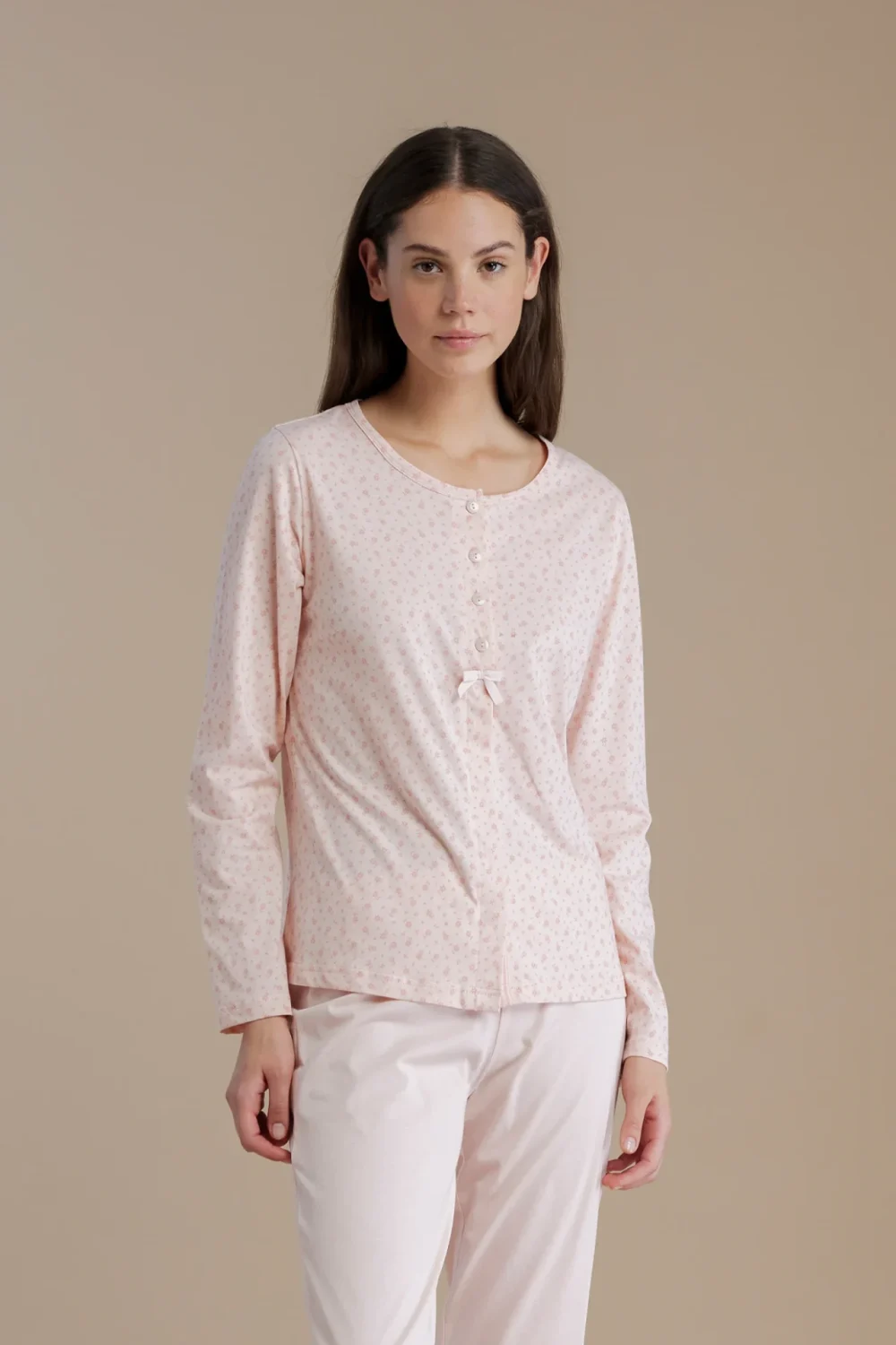 noidìnotte Pigiama donna in cotone top con apertura sul davanti e pantalone