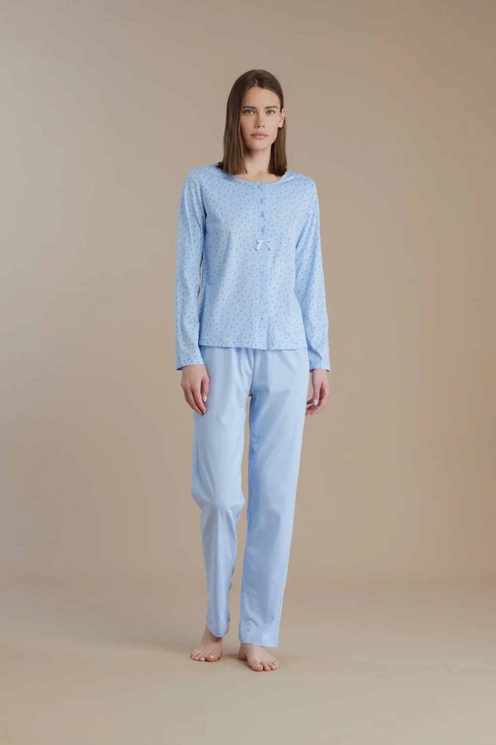 noidìnotte Pigiama donna in cotone top con apertura sul davanti e pantalone