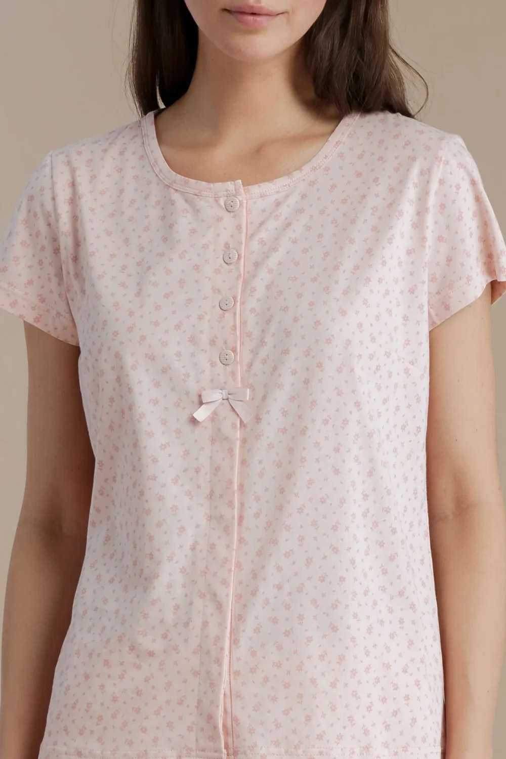 noidìnotte Pigiama donna in cotone top manica corta con apertura sul davanti e pantalone lungo