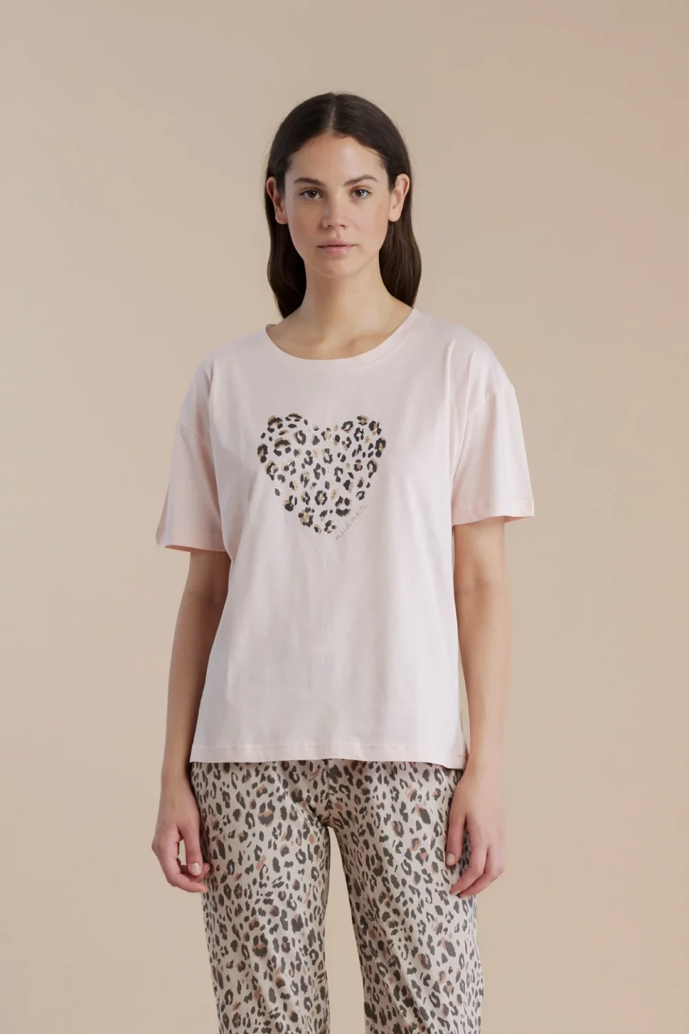 noidìnotte Pigiama donna in cotone top manica corta e pantalone pescatore