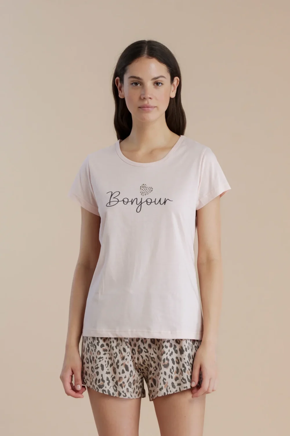 noidìnotte Pigiama donna in cotone top manica corta e pantalone corto