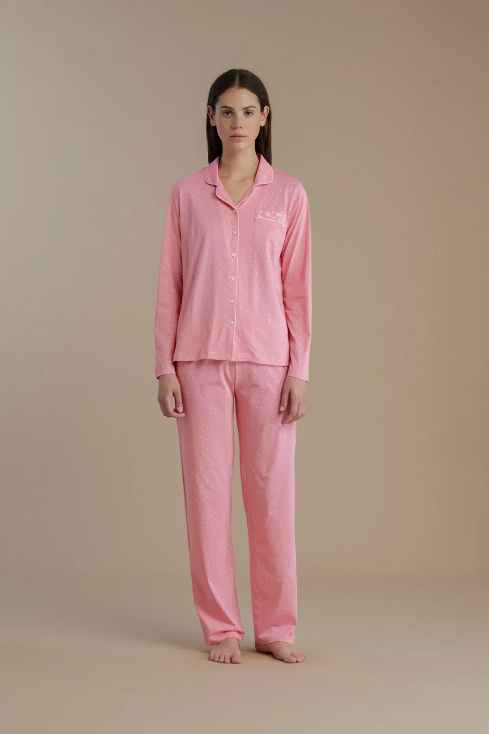 noidìnotte Pigiama donna in cotone top a taglio uomo e pantalone lungo